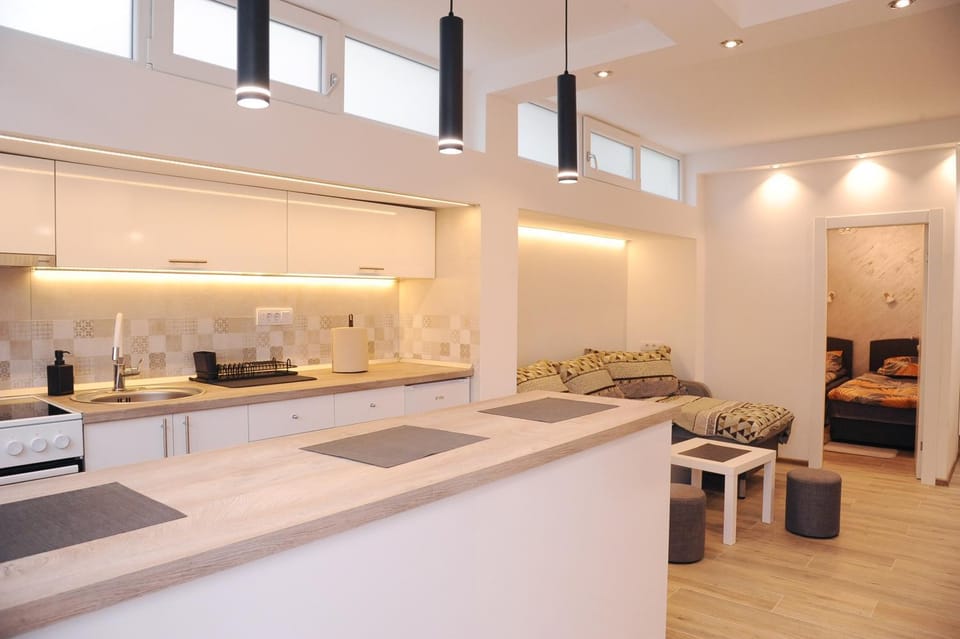 Living room, kitchen
