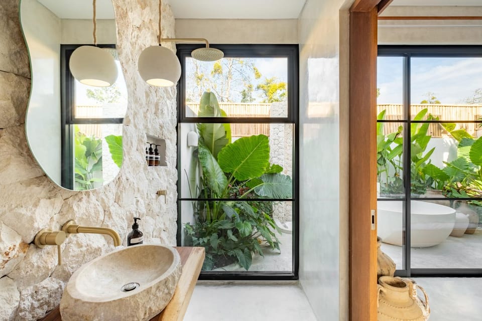 Shower, Bathroom, Garden view, Open Air Bath