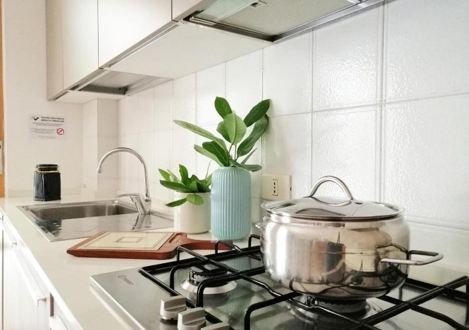 Kitchen or kitchenette, stove