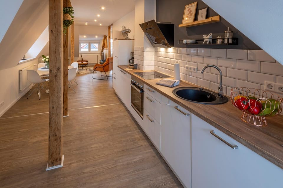 Kitchen or kitchenette, dishwasher, stove