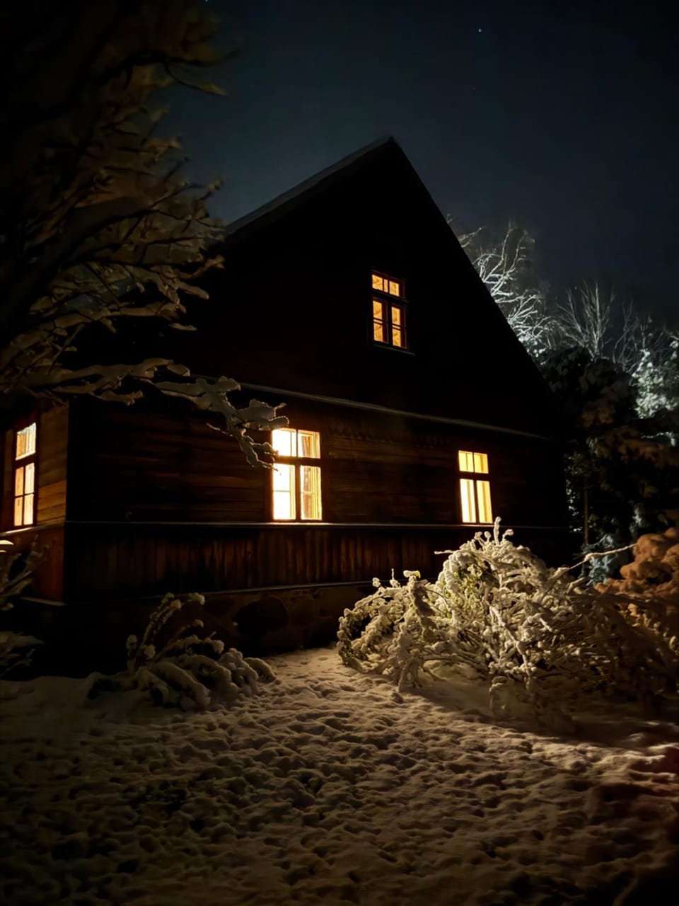 Property building, Night, Winter