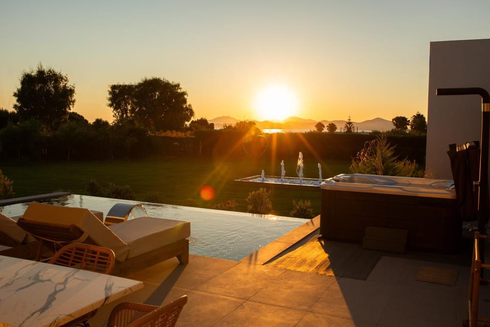 Patio, Natural landscape, Dining area, Sunset