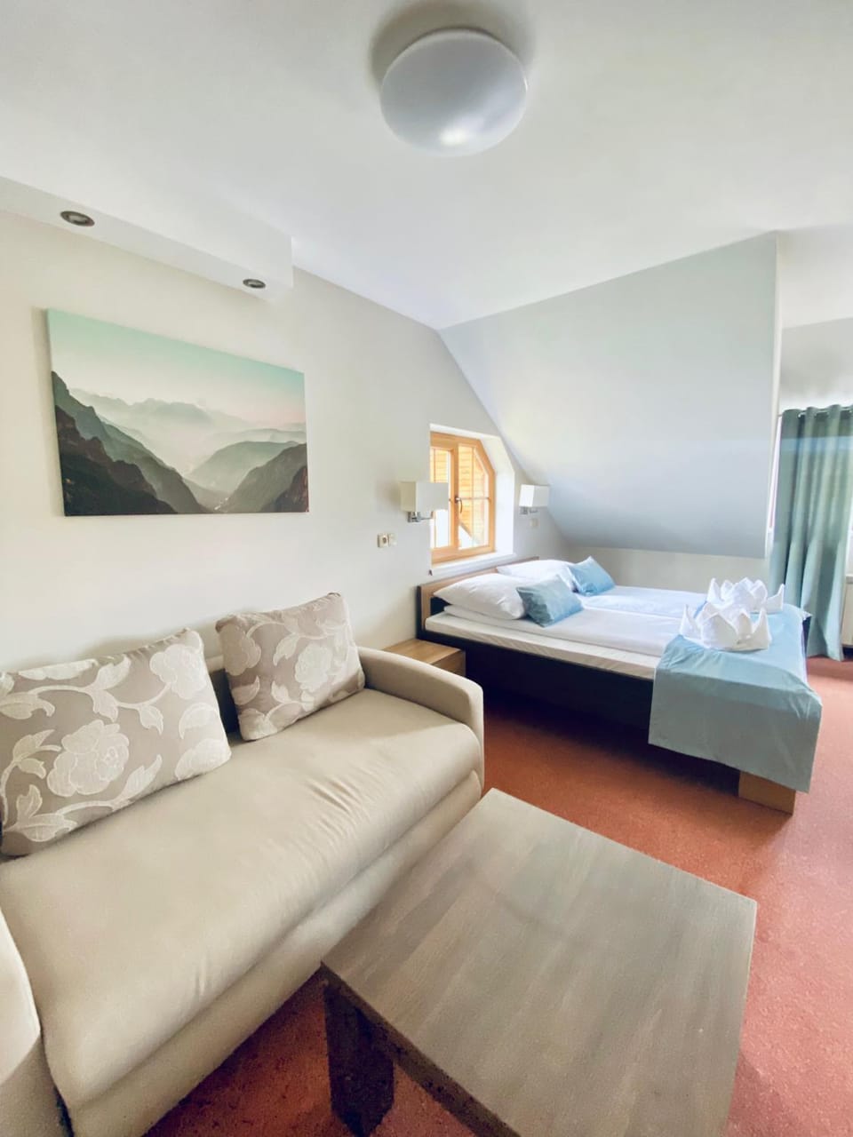 Bed, Living room, Photo of the whole room, Seating area, Bedroom