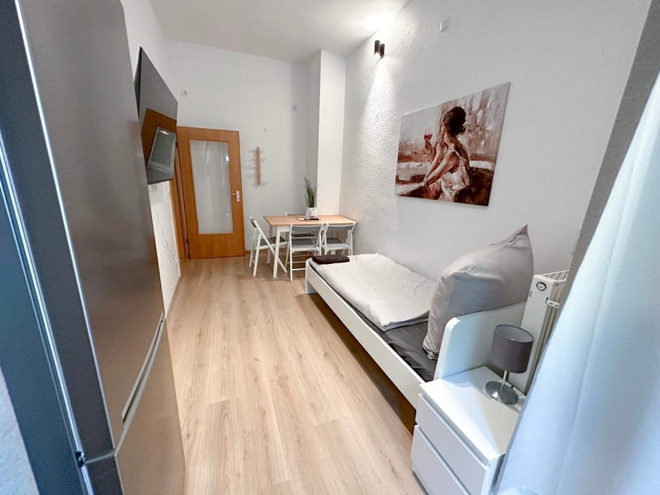 Bed, Living room, Seating area
