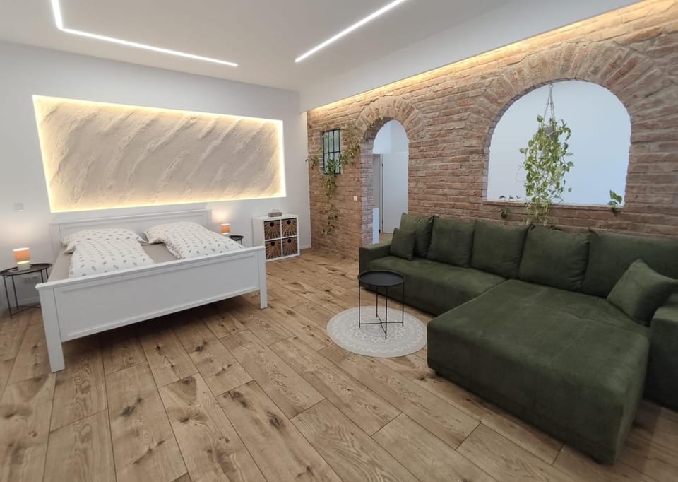 Bed, Living room, Photo of the whole room, Seating area, Bedroom