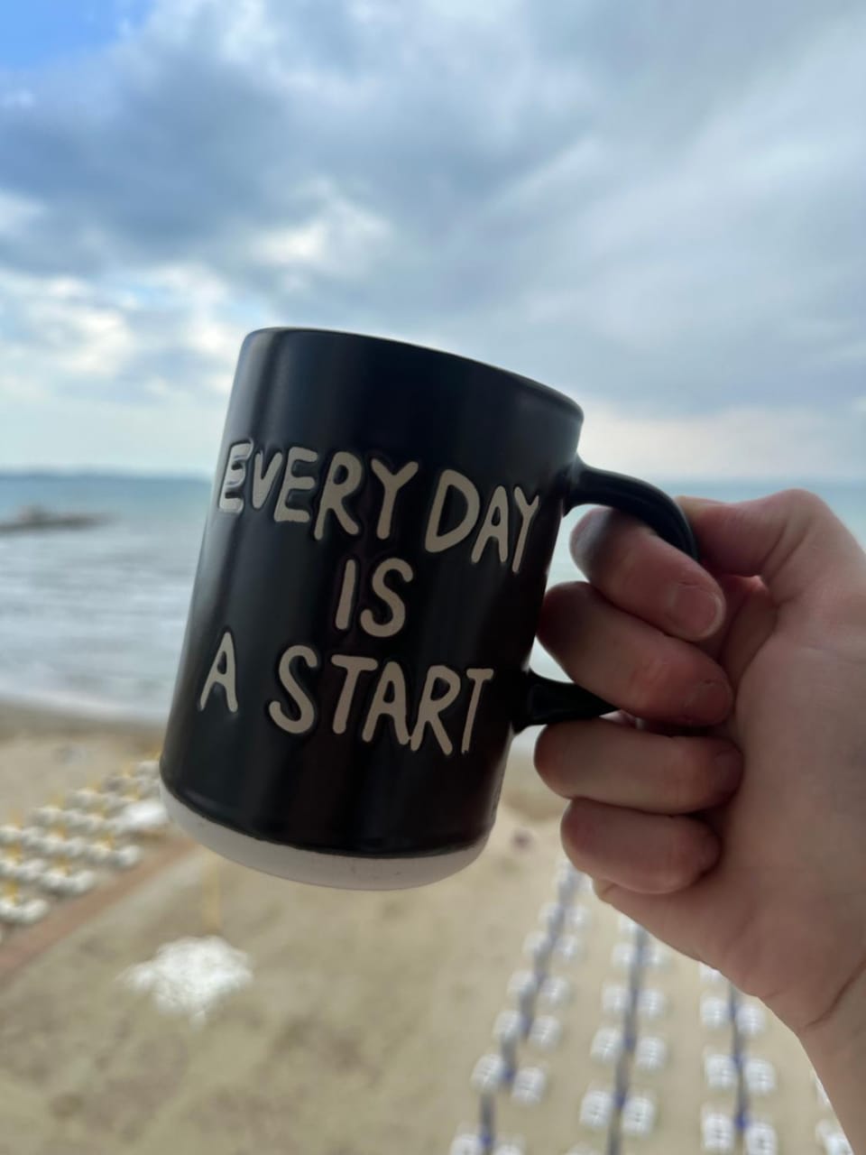 Day, Beach, Text overlay, Sea view