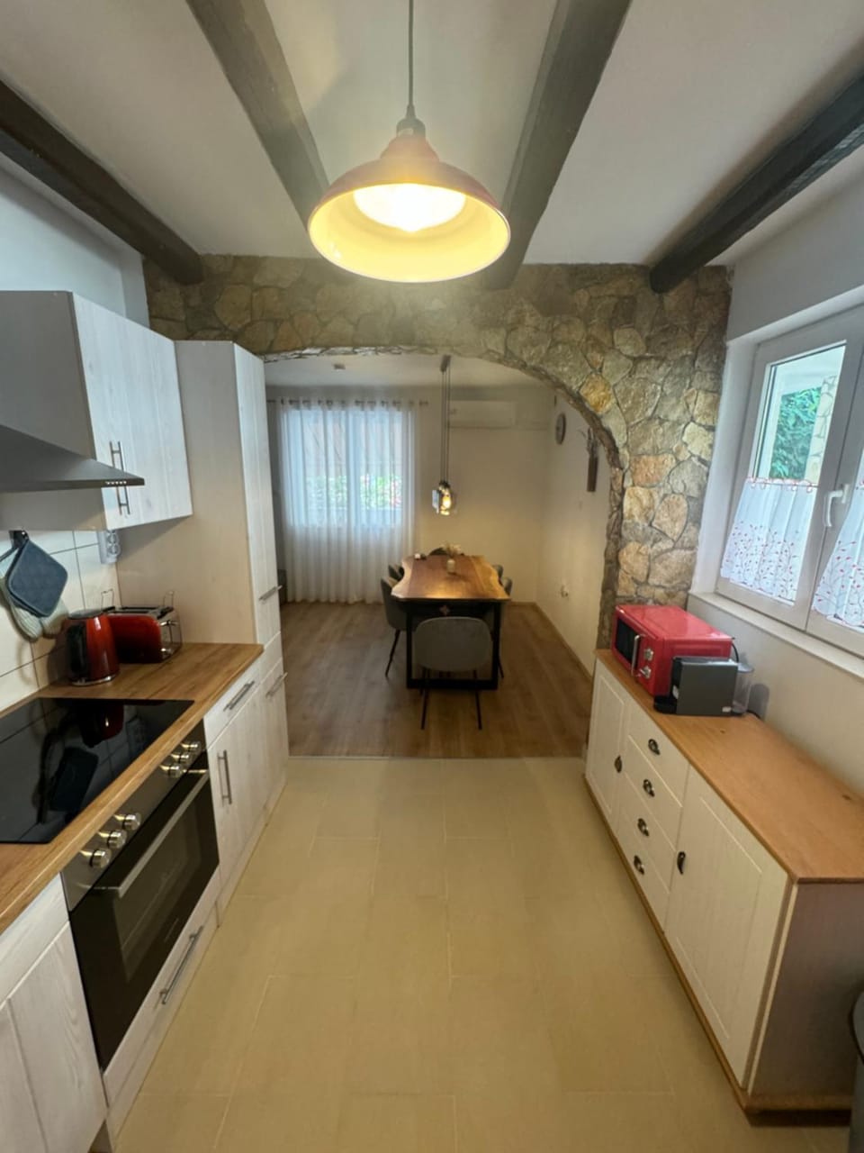 Kitchen or kitchenette, Dining area, dishwasher, oven, stove, toaster