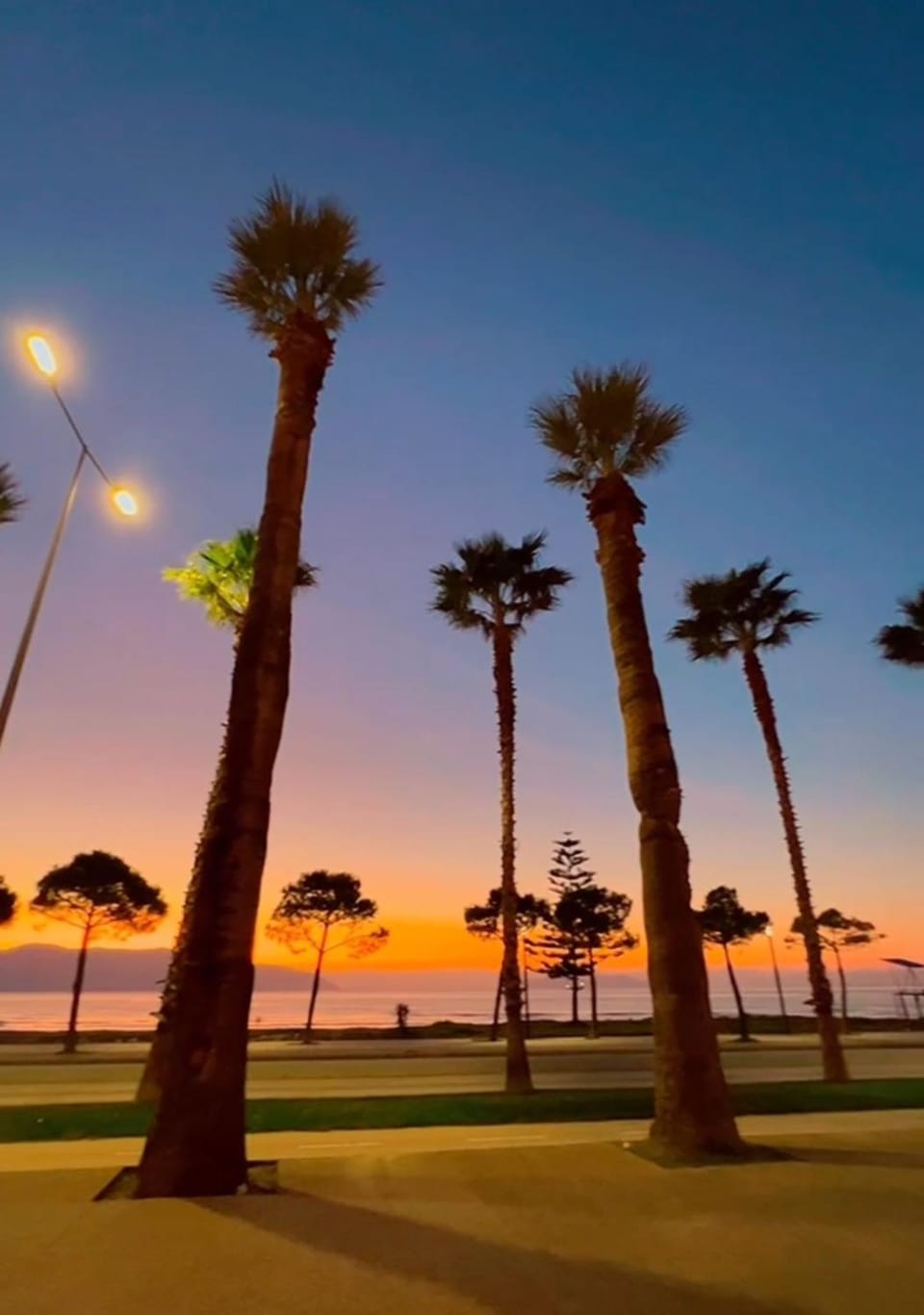 Sea view, Street view, Sunset