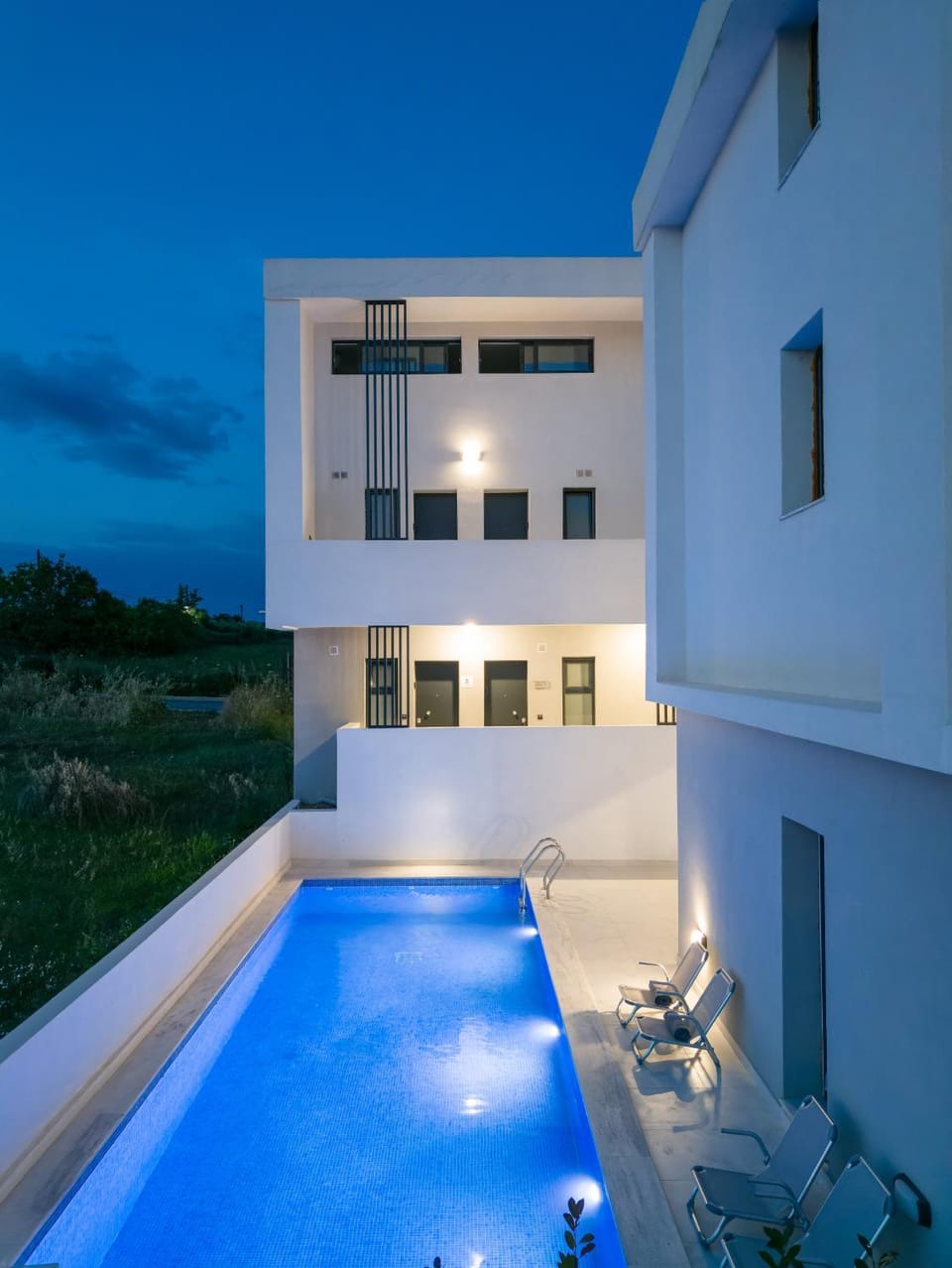 Night, Pool view, Swimming pool