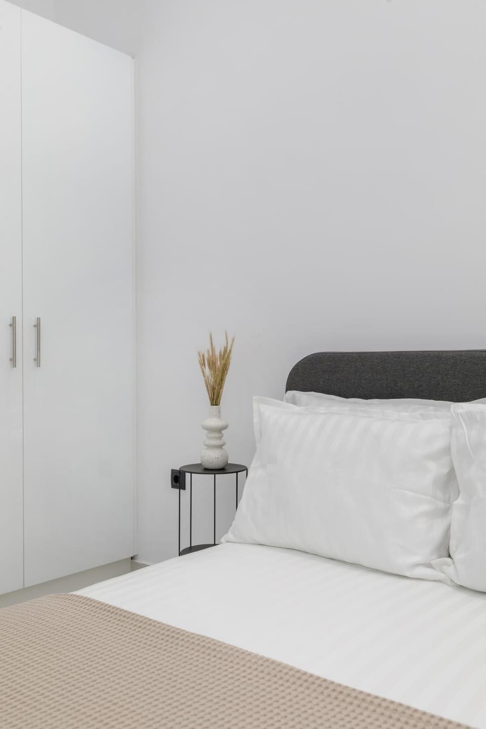 Bed, wardrobe