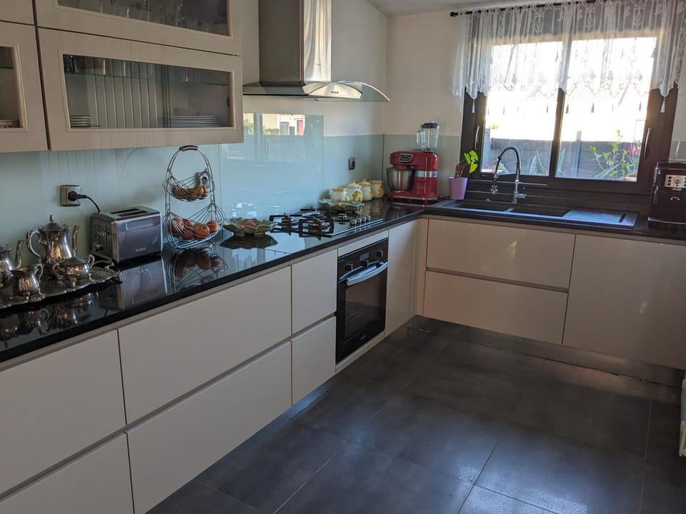 Kitchen or kitchenette, dishwasher, stove, toaster
