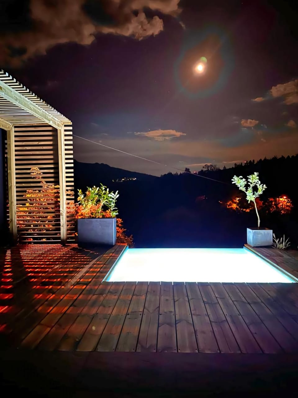 Patio, Off site, Night, Swimming pool