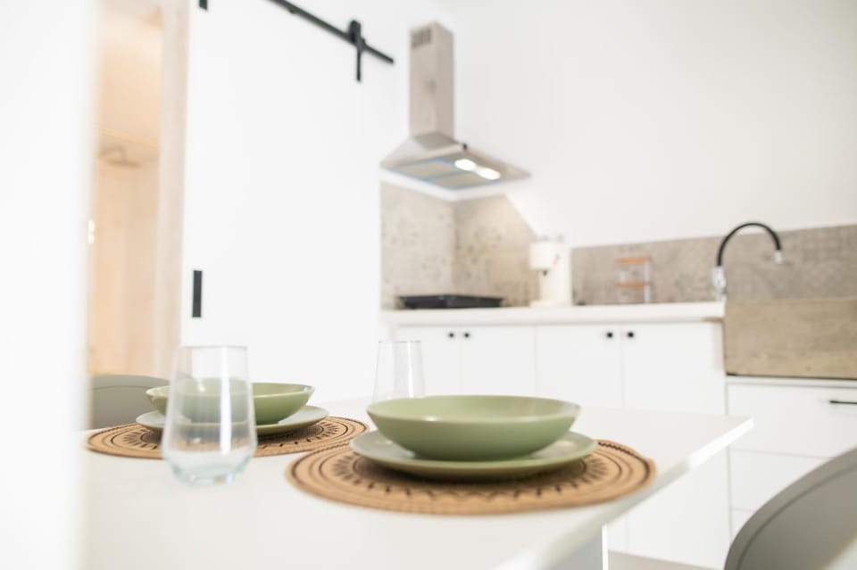 Kitchen or kitchenette, stove