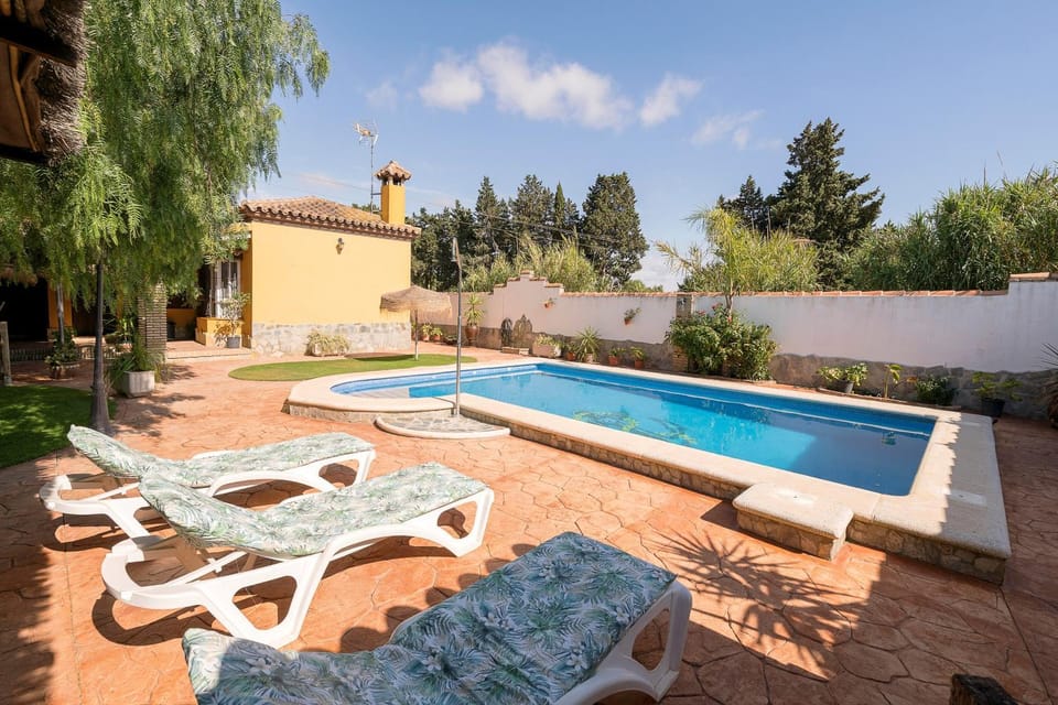 Swimming pool, sunbed