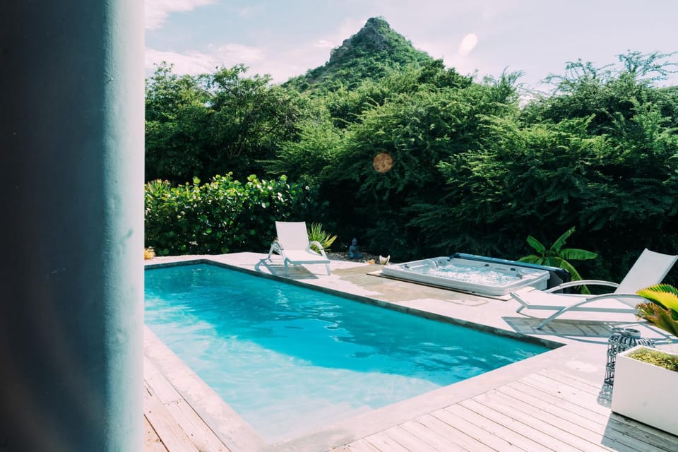Natural landscape, Garden, Garden, Hot Tub, Balcony/Terrace, Garden view, Mountain view, Pool view, Swimming pool, sunbed