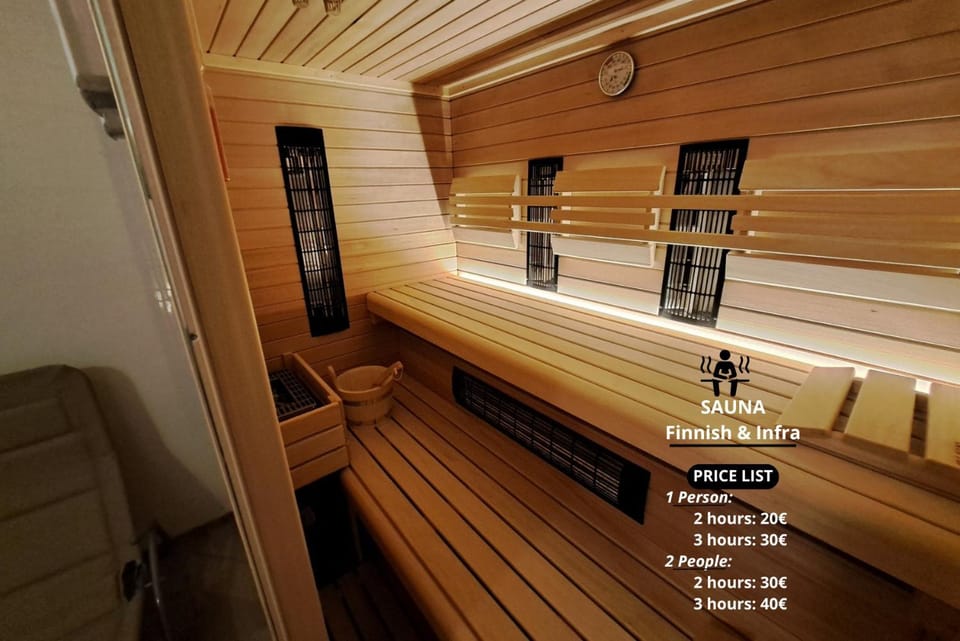 Sauna, Steam room, Spa and wellness centre/facilities, Text overlay