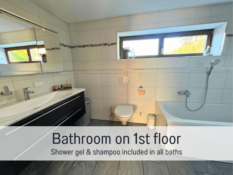 Shower, Toilet, Bathroom, Text overlay, Bath, hair dryier, towels