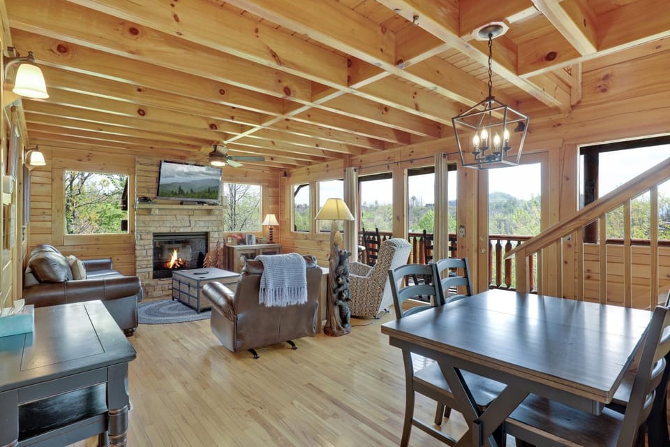 A Taste Of Honey is a dog-friendly two bedroom true log cabin nestled inside the Starr Crest resort Cabin in Sevier County