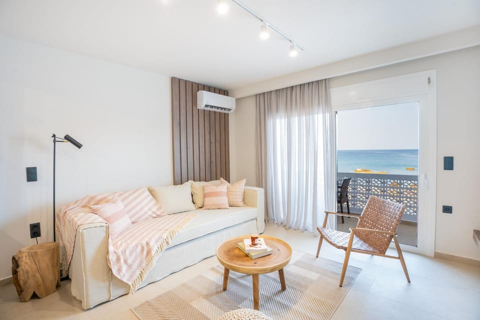 Living room, Seating area, Sea view, air conditioner