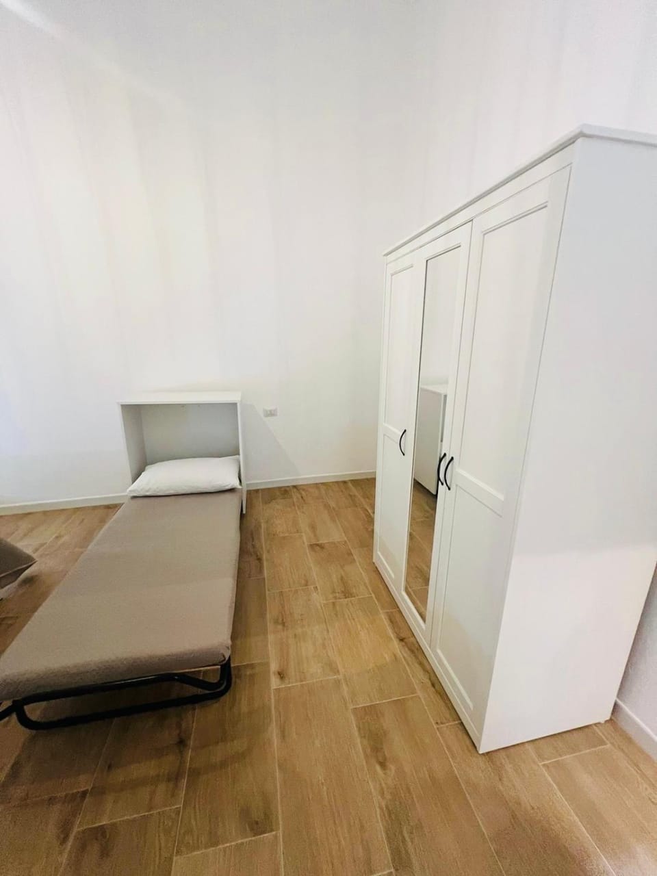 Bed, wardrobe