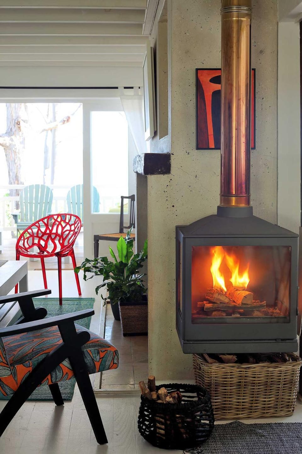 Living room, fireplace