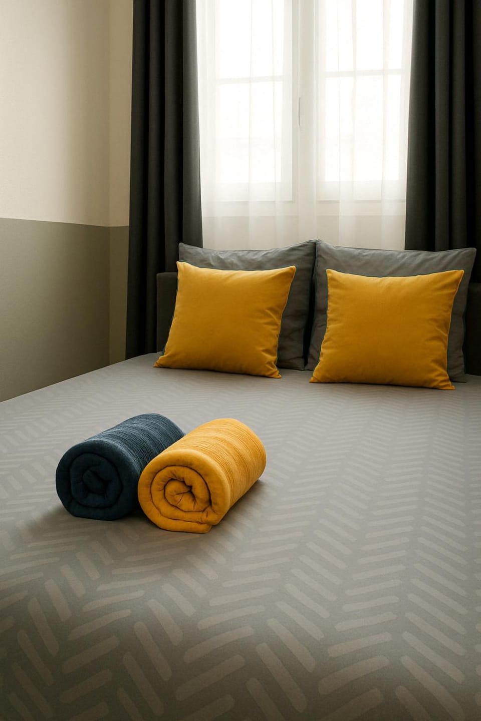 Bed, Bedroom, towels