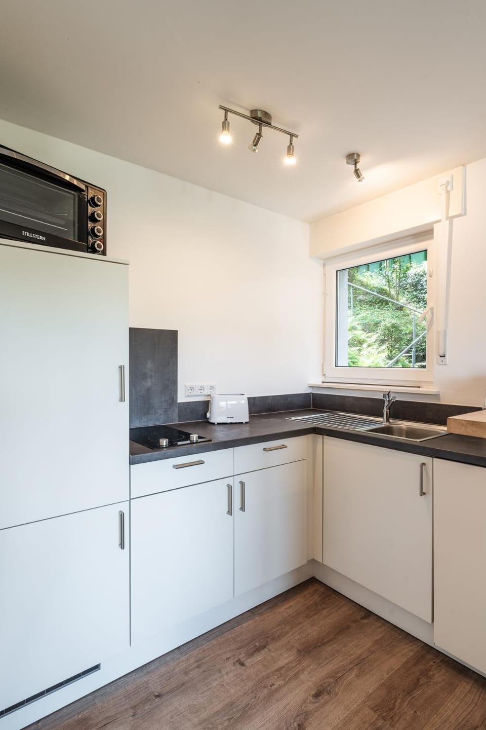Kitchen or kitchenette, dishwasher, stove
