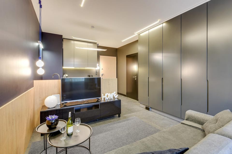 TV and multimedia, Kitchen or kitchenette, Living room, Seating area, wardrobe