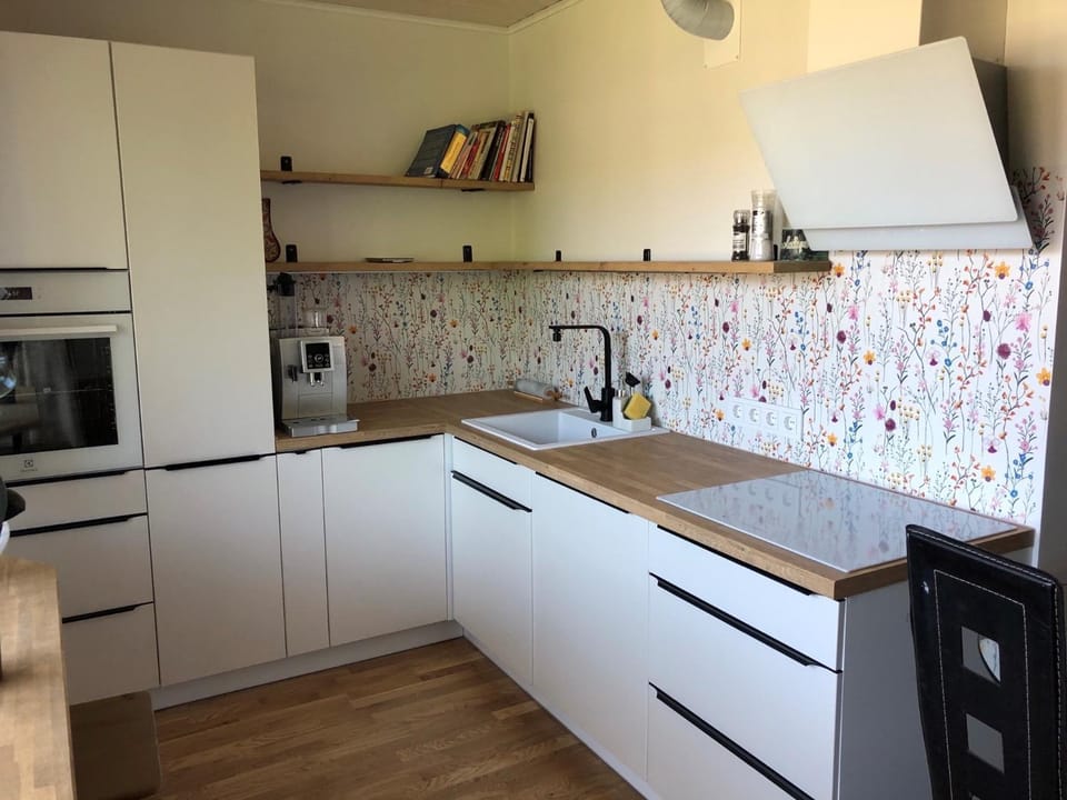Kitchen or kitchenette, dishwasher, oven, stove