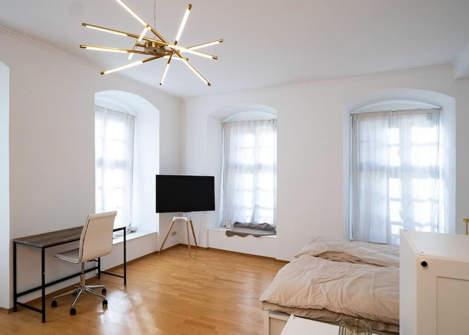 Bed, TV and multimedia, Living room, Photo of the whole room, Bedroom
