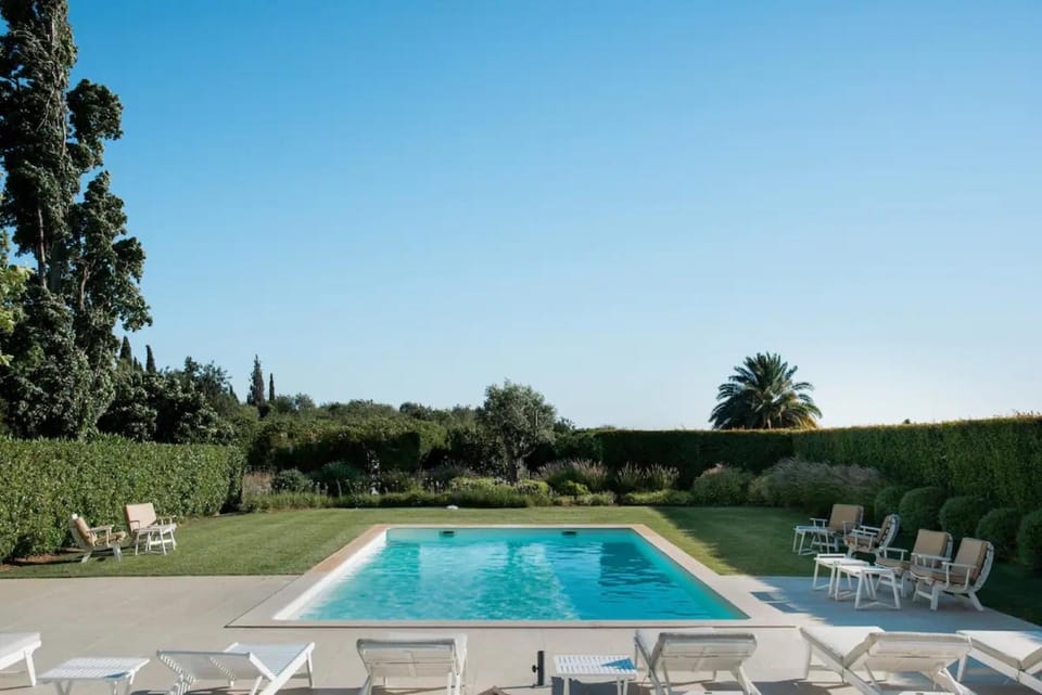Property building, Living room, Swimming pool