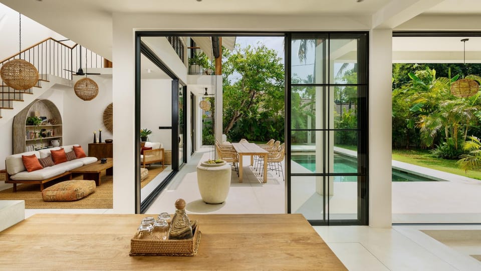 Garden, Living room, Pool view