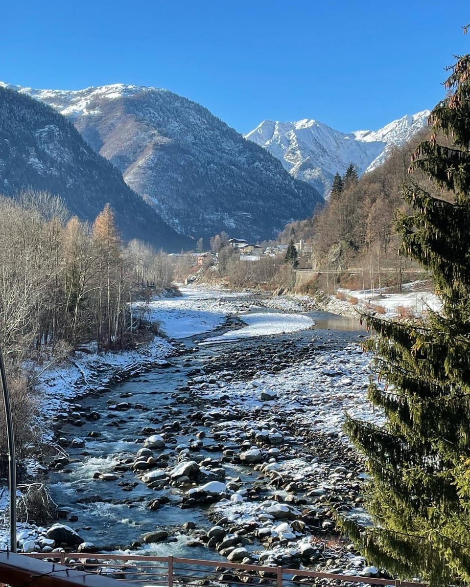 Nearby landmark, Day, Natural landscape, Winter, Mountain view, River view