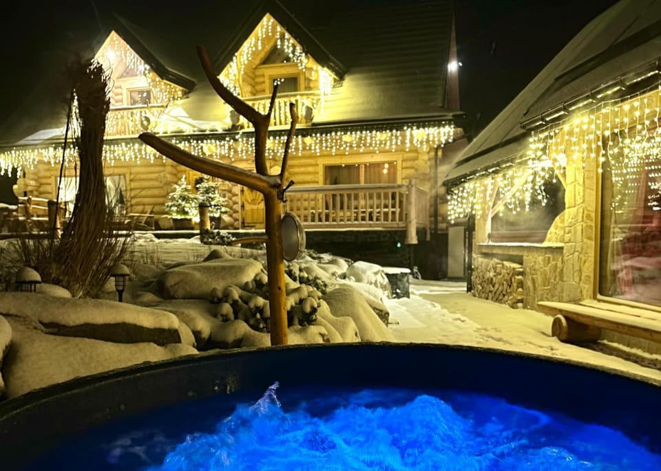 Property building, Night, Winter
