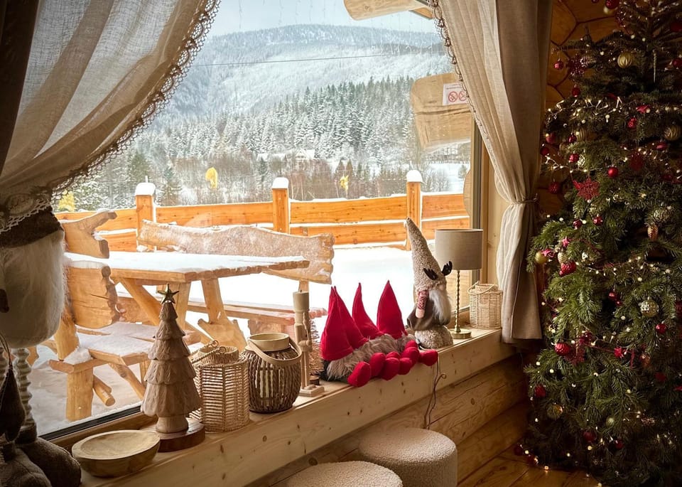 Day, Natural landscape, Winter, View (from property/room), Balcony/Terrace, Living room, Seating area, Mountain view