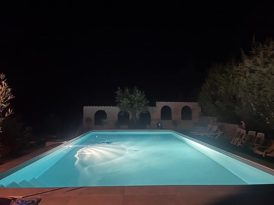 Night, Pool view, Swimming pool