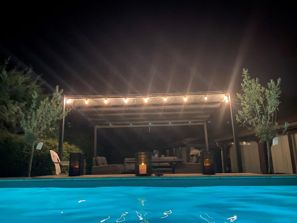 Patio, Night, Pool view, Swimming pool