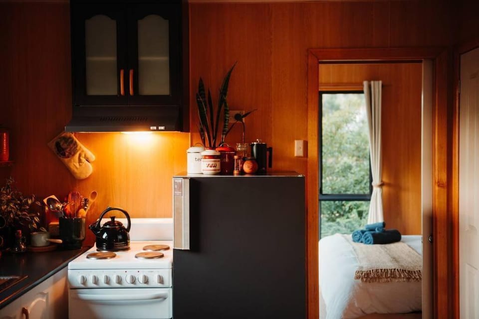 Kitchen or kitchenette, stove