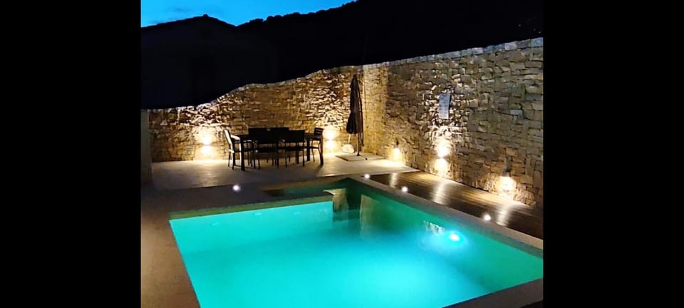 Property building, Living room, Swimming pool