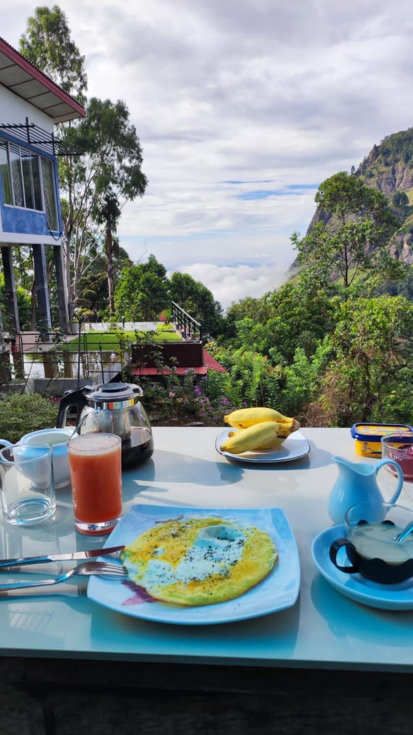 Natural landscape, Food, Mountain view, Continental breakfast