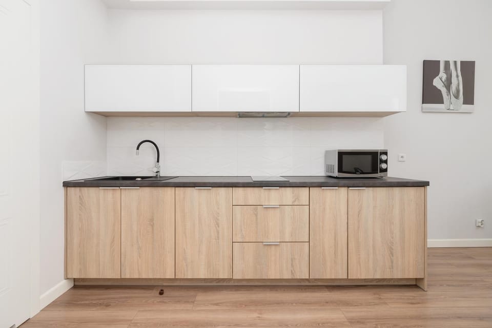 Kitchen or kitchenette, dishwasher, stove