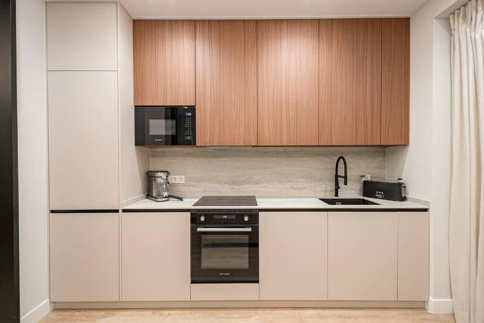 Kitchen or kitchenette, oven, stove, toaster
