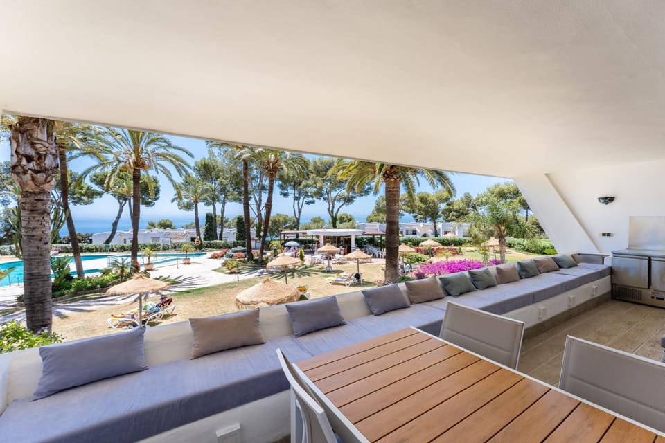 Property building, Living room, Swimming pool