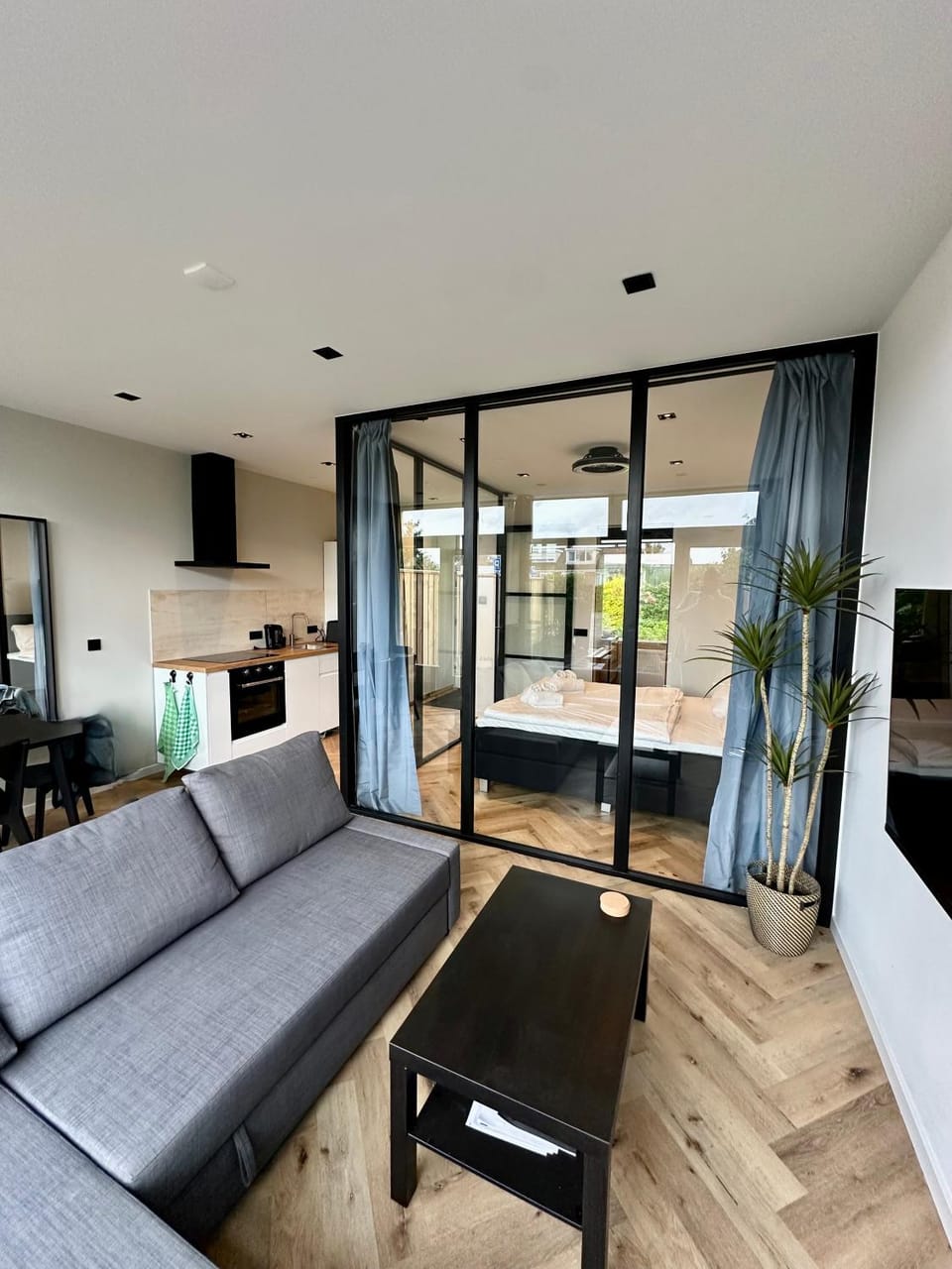 TV and multimedia, Kitchen or kitchenette, Living room, Seating area, Bedroom