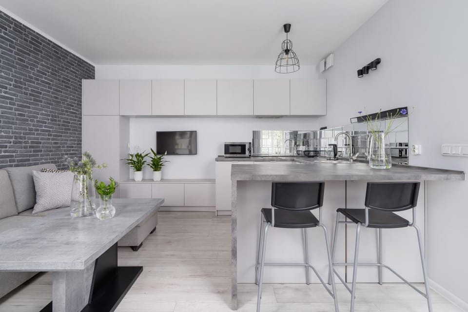 Kitchen or kitchenette, Living room, Seating area, Dining area, stove