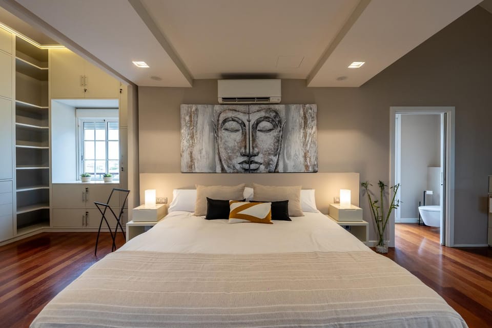Bed, Bedroom, air conditioner, air conditioner
