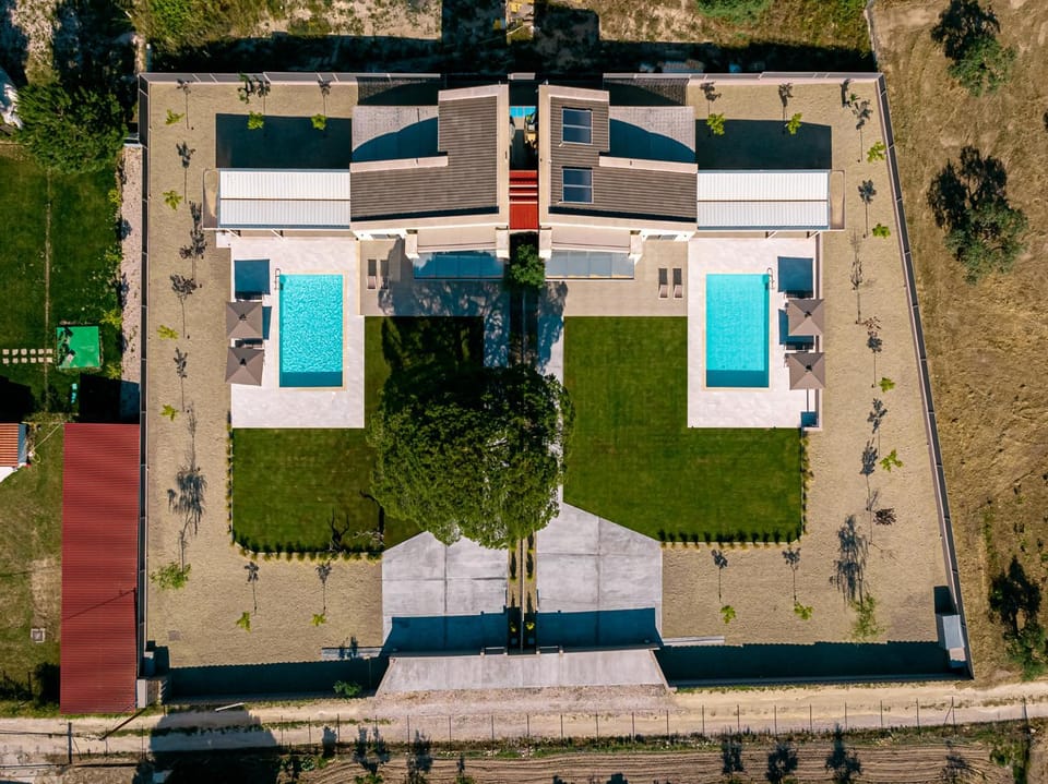 Property building, Natural landscape, Bird's eye view, Pool view, Swimming pool