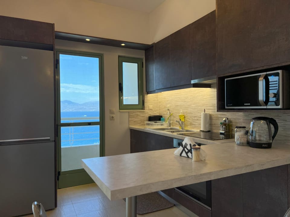 Coffee/tea facilities, Balcony/Terrace, Kitchen or kitchenette, microwave, oven, stove, stove, toaster, kitchen, kitchen