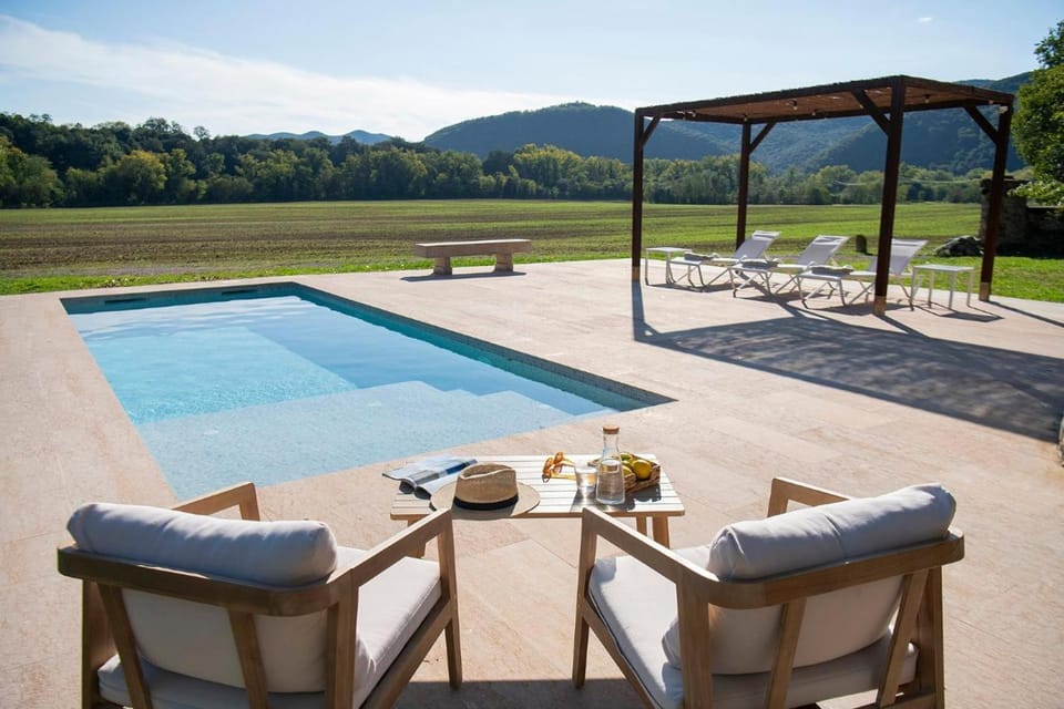 Property building, Living room, Swimming pool