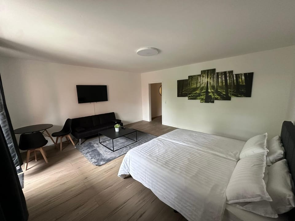 Communal lounge/ TV room, Bed, TV and multimedia, Living room, Photo of the whole room, Seating area, Evening entertainment, Bedroom
